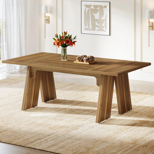 71" Large Dining Table Rectangular Dining Table with Solid Wood Legs