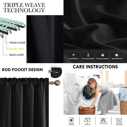1 Panel Black Out Curtains Panels Drapes for Living Room Bedroom