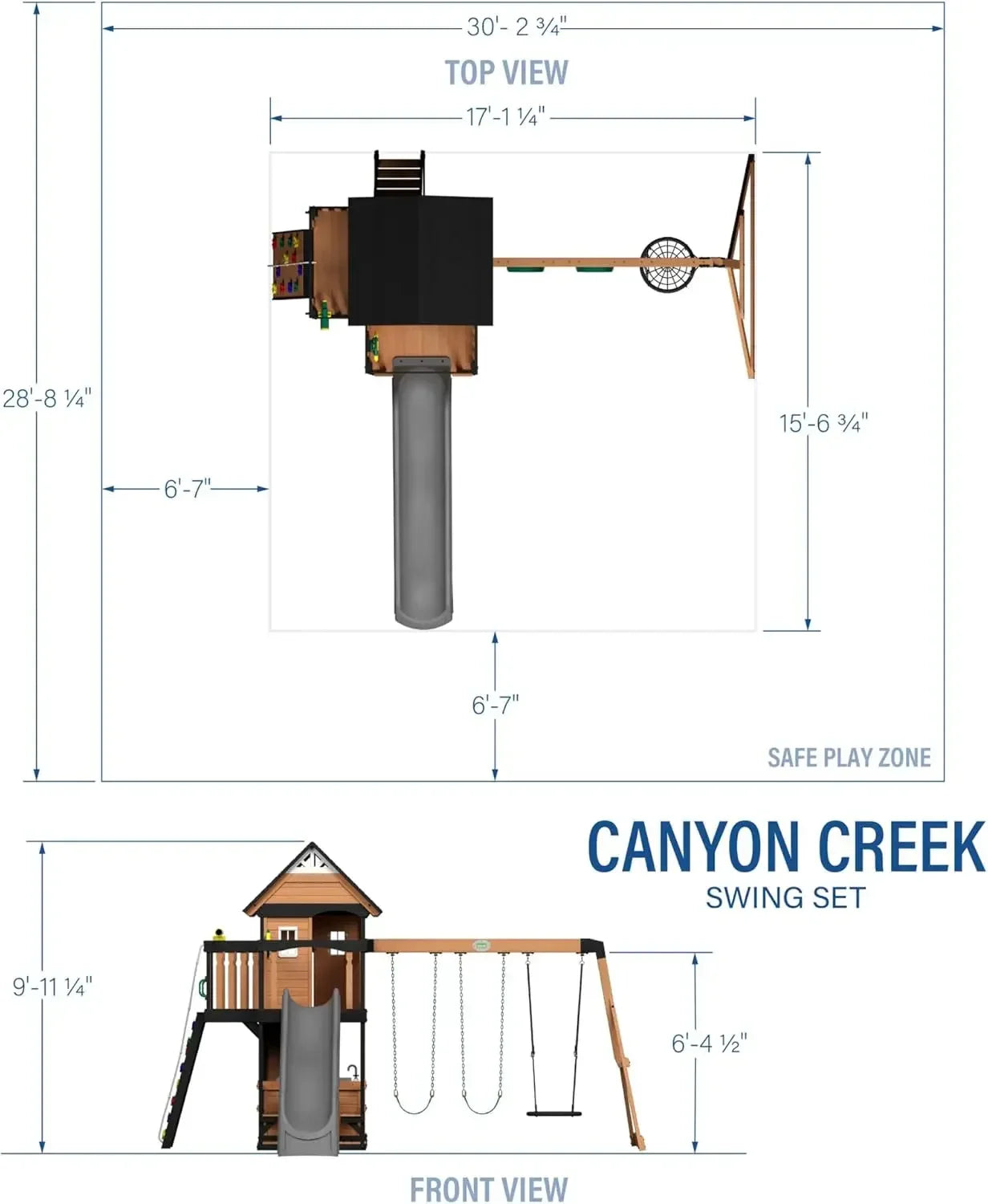 Cedar Wood Swing Set with Wave Slide