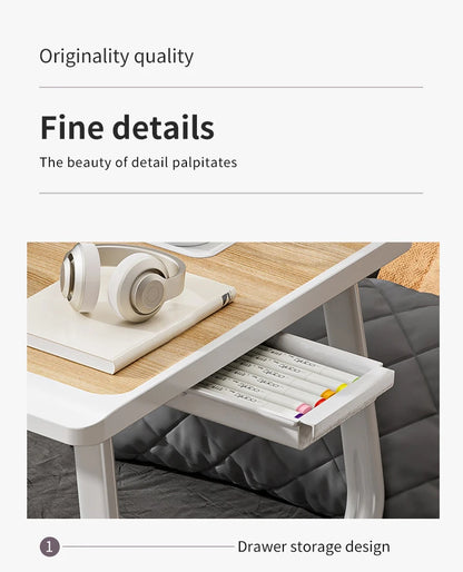 Foldable laptop desk with sturdy desk drawers