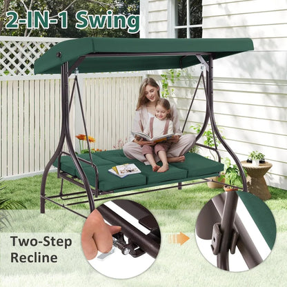 3-Seat Outdoor Patio Swing Chair with Removable Cushions