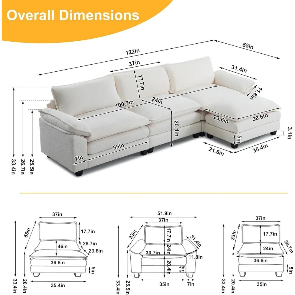 Beautiful Modern Sofa with Ottoman and Slipcover