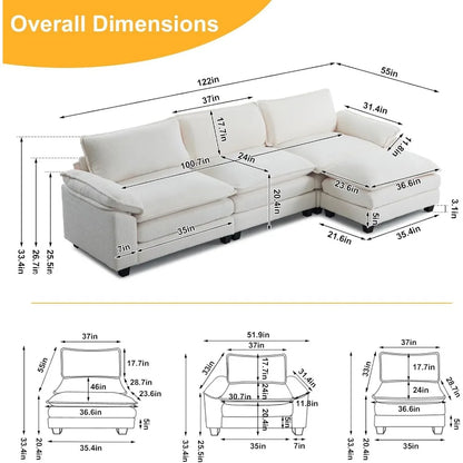 Beautiful Modern Sofa with Ottoman and Slipcover