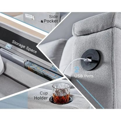 110 Inch Pull Out Sleeper Sofa, with 2 USB Charge Ports