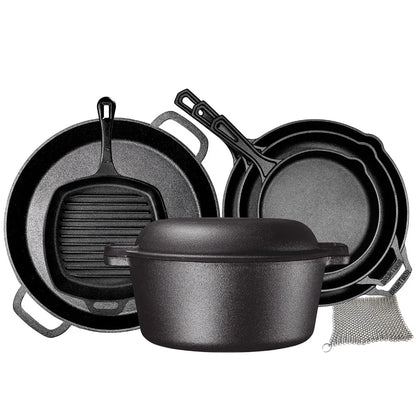 8-Piece Pre-Seasoned Cast Iron Cookware Set