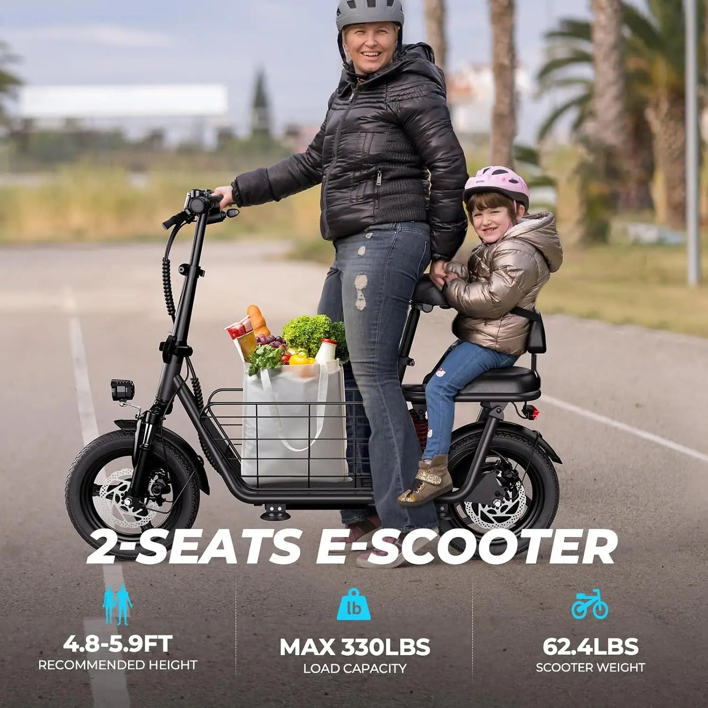 850W peak adult electric scooter with 14-inch tires
