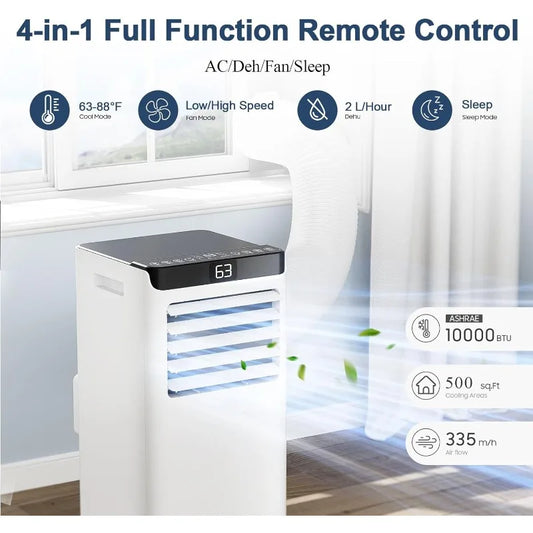 10,000 BTU Portable Air Conditione for Room up to 500 Sq.Ft.