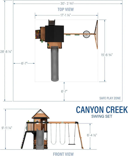 Canyon Creek Cedar Wood Swing Set with Clubhouse