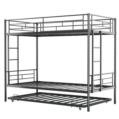 Twin Bunk Bed Frame with Ladder, Safety Rails