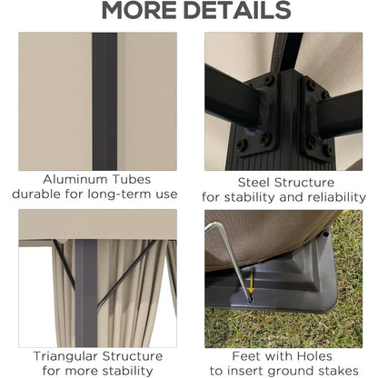 10' x 10' Patio Gazebo Aluminum Frame Outdoor Canopy