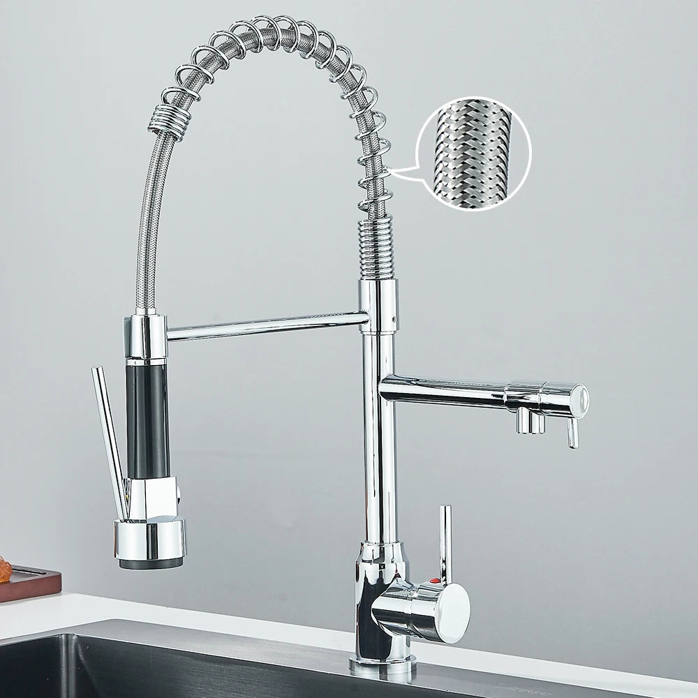 Pull Down Spring Kitchen Faucet Single Lever
