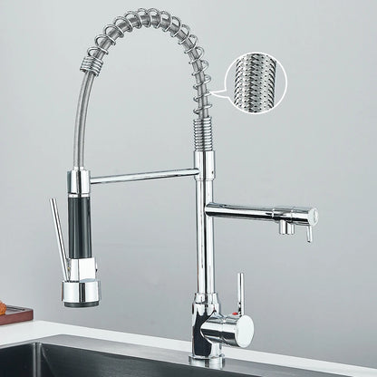 Pull Down Spring Kitchen Faucet Single Lever