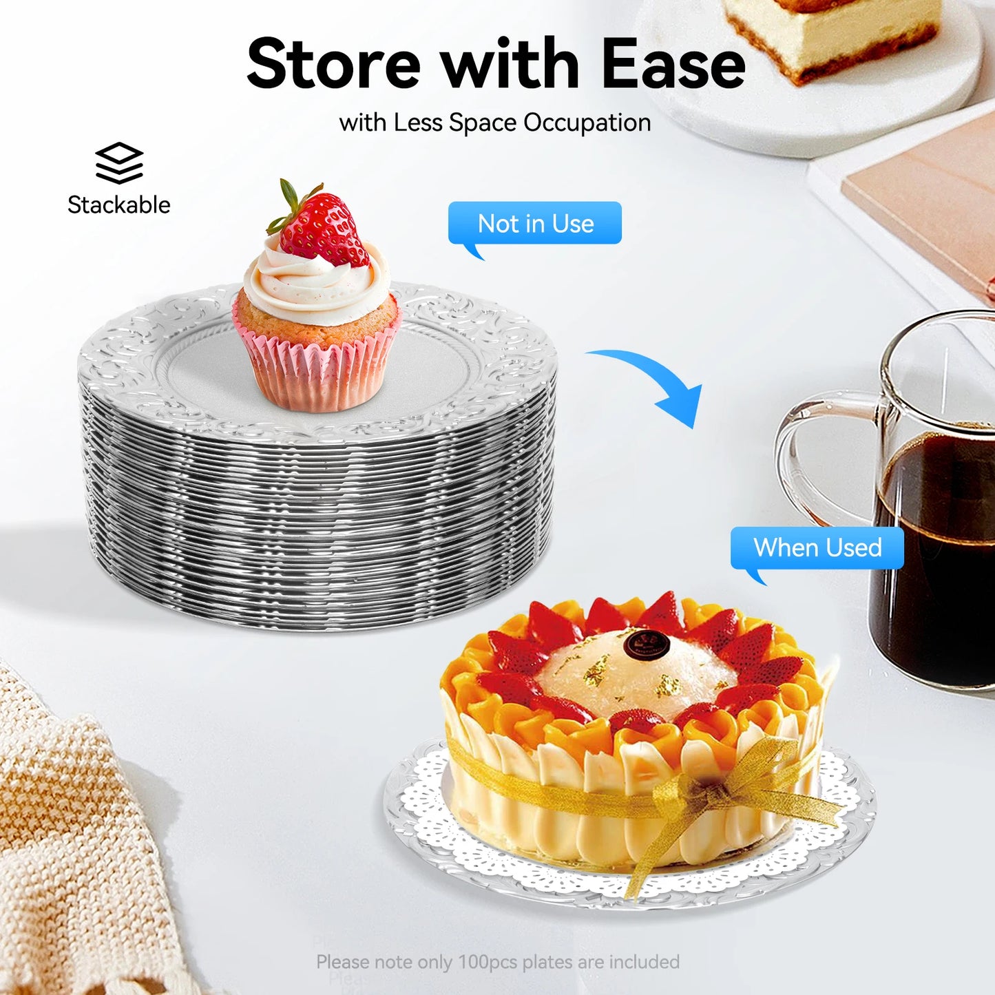 100PCS Reusable Serving Plates for Birthday Parties