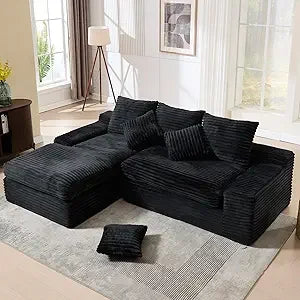 99" Corduroy Oversized Memory Foam L Shape Sofa