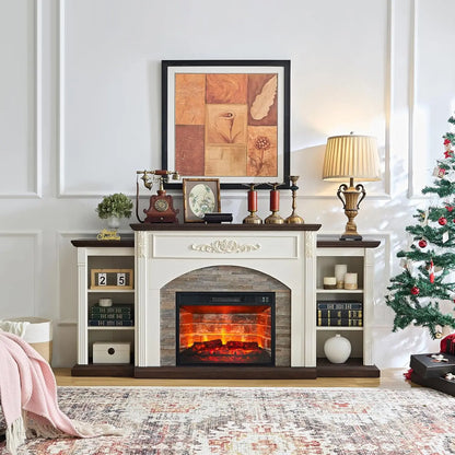 72" Electric Fireplace with Mantel