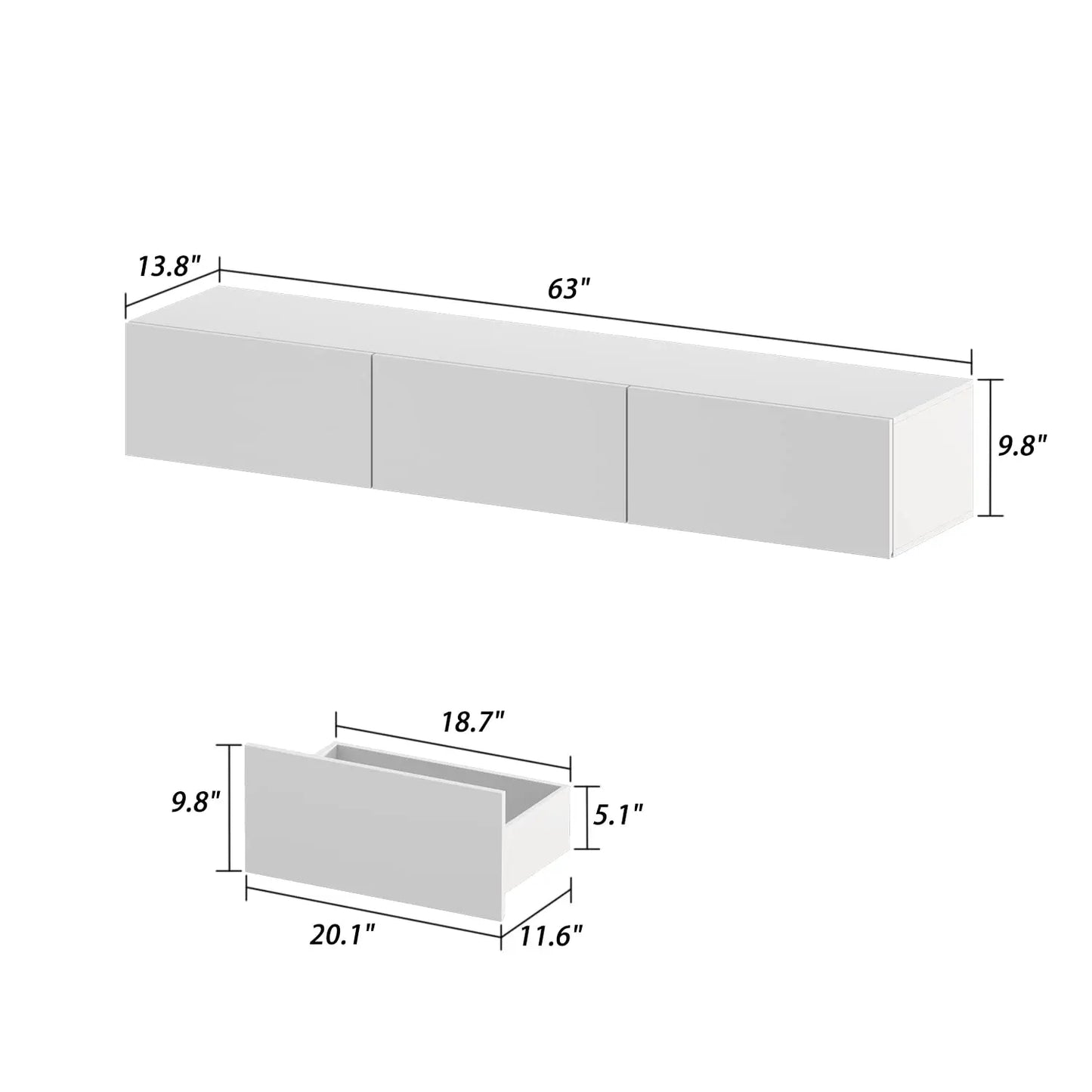 70"Floating TV Stand With 3 Drawers