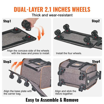 Rolling Cat Carrier with Airline Approved Pet Travel Bag