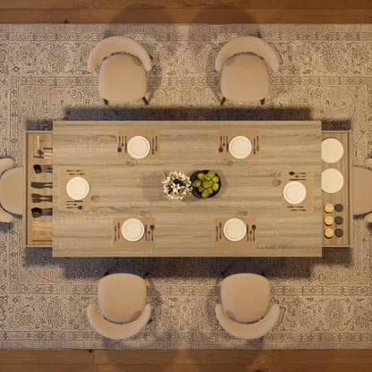 71 Inch Dining Table With 2 Storage Drawers