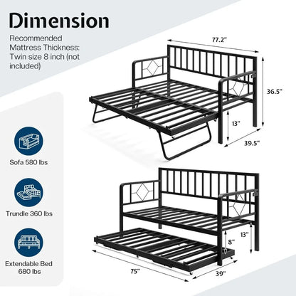 Daybed Frame with Steel Slats Support