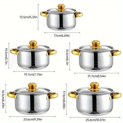 5-Piece Golden Stainless Steel Cookware Set