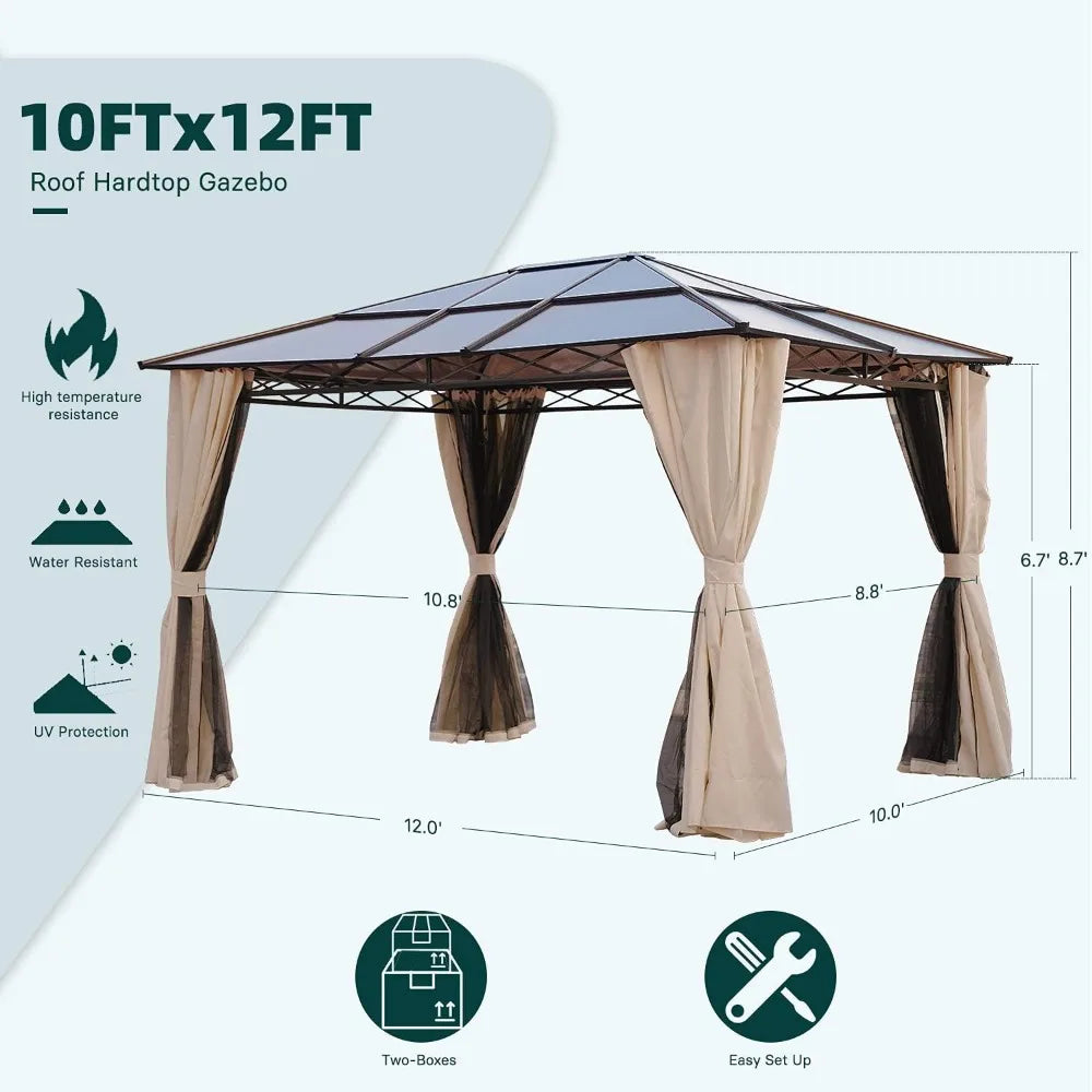 10x12 Gazebo Outdoor Canopy with Mosquito Netting