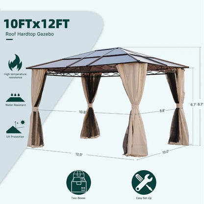 10x12 Gazebo Outdoor Canopy with Mosquito Netting