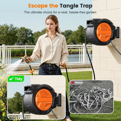 1/2” x 100ft, Retractable Garden Hose Reel
