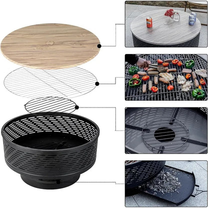 32" Wood Burning Fire Pits with Grill & Lid