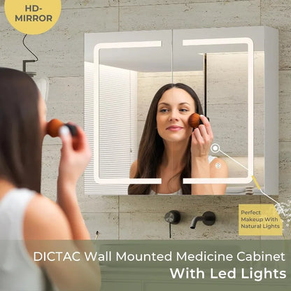 27.6x23.62-inch Double Doors Wall Mounted Mirror Cabinet