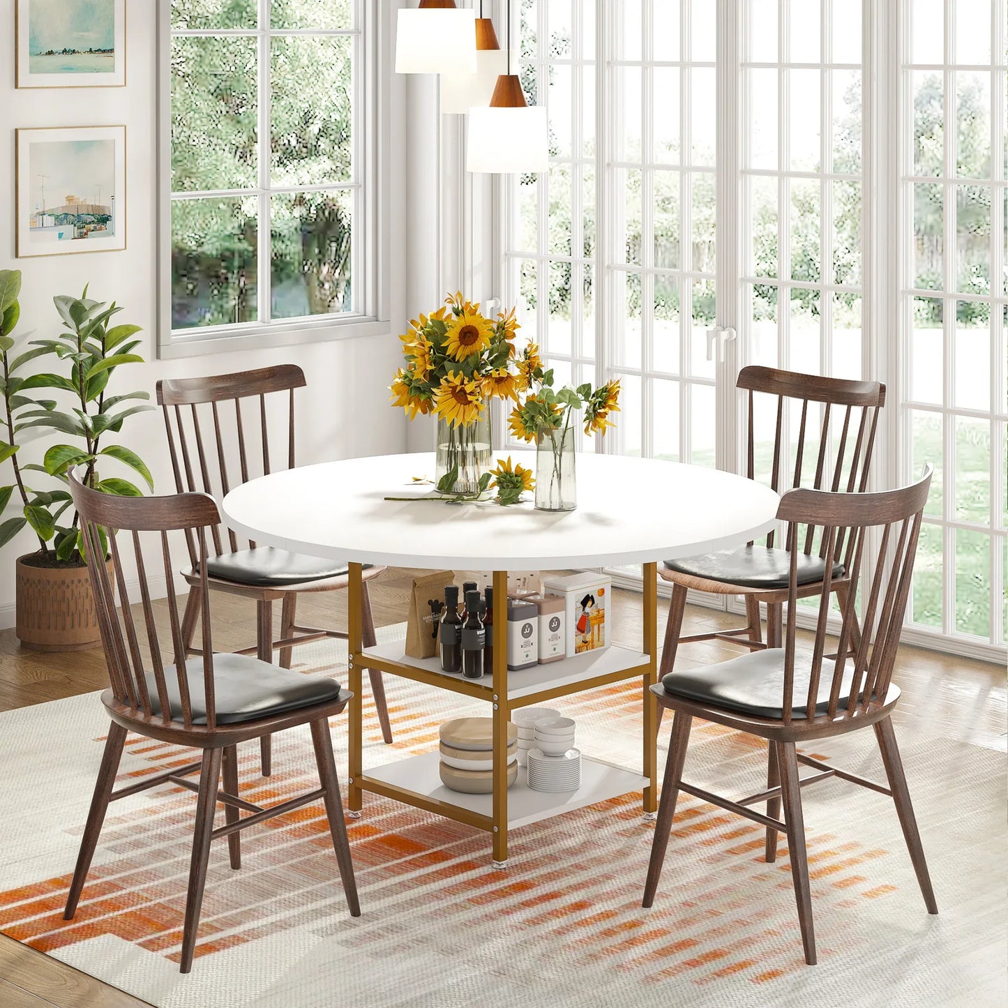 47-inch Round Dining Table for 4