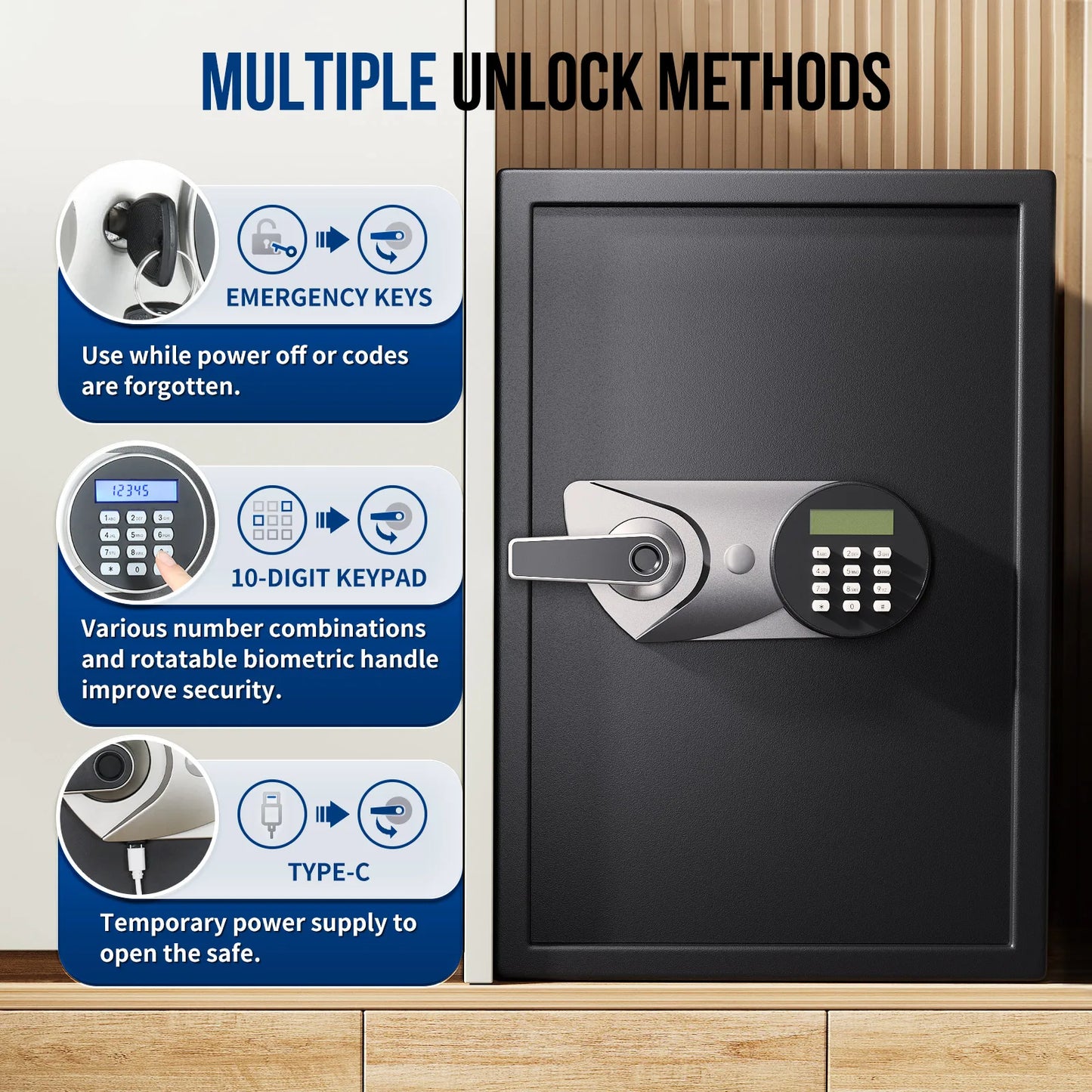 Fireproof Biometric Safe Box Hidden Design