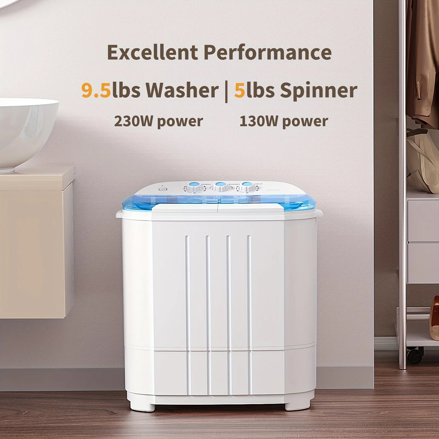 14.5Lbs Portable Washing Semi-Automatic Compact Washer