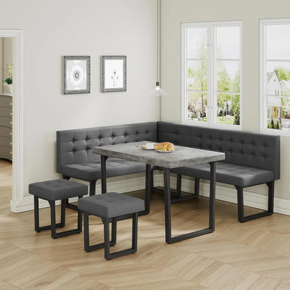 72 Inch Corner Dining Table Set with Storage Bench