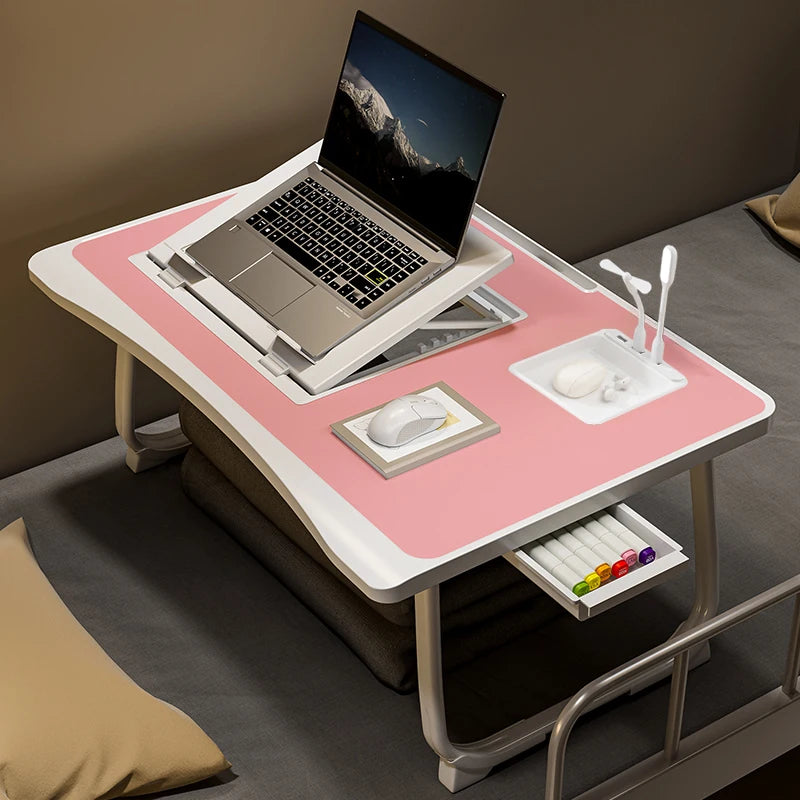 Foldable laptop desk with sturdy desk drawers