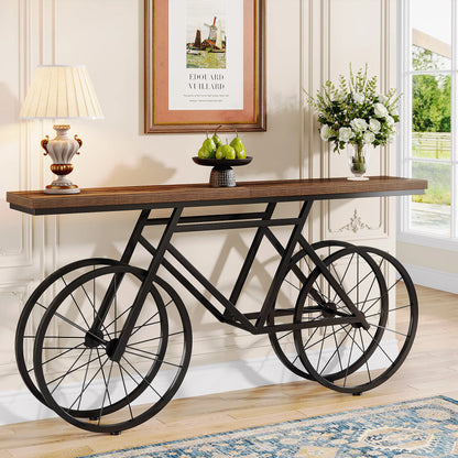 70.9-Inch Extra Long Console Table with Bicycle Metal Base
