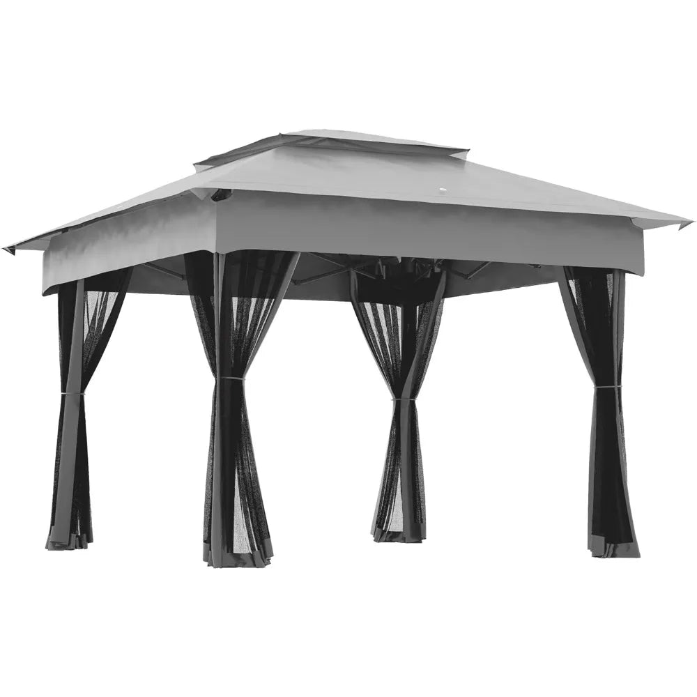 11' x 11'Outdoor Patio Gazebo Shelter with Removable Zipper Netting,