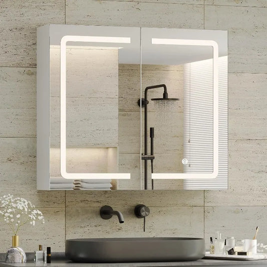27.6x23.62-inch Double Doors Wall Mounted Mirror Cabinet
