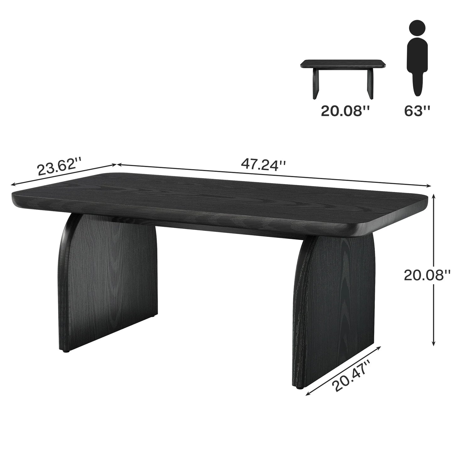 47.24-Inch Tribesigns Farmhouse Rectangular Coffee Table