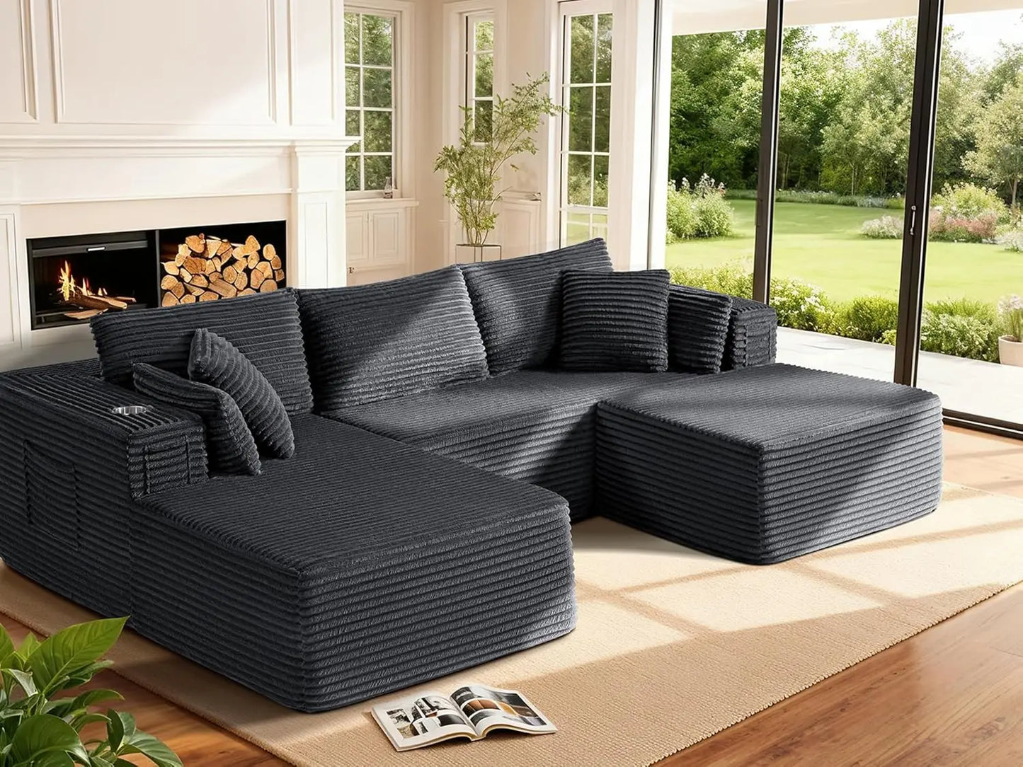 108" Cloud Sectional Couch with Extra Deep Seating