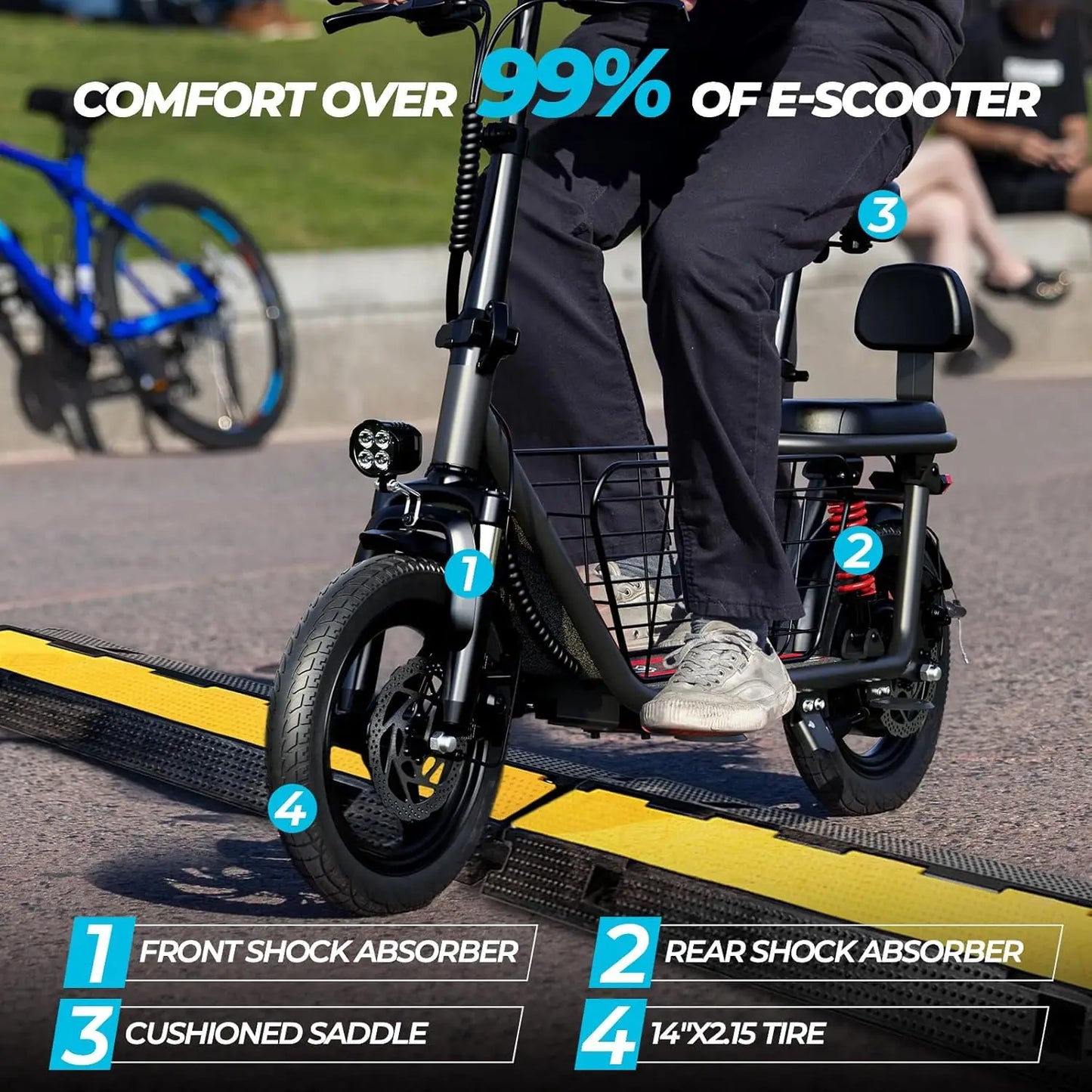 850W peak adult electric scooter with 14-inch tires