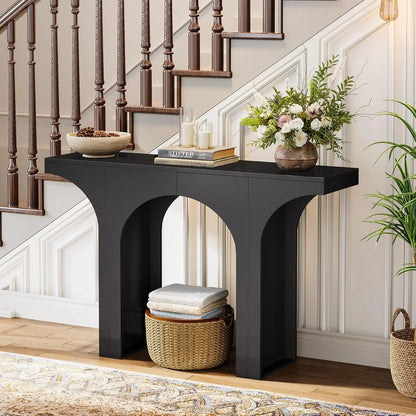 47-Inch Modern Black Console Table for Entryway