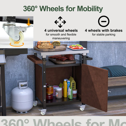 Outdoor Grill Cart with Stainless Steel Tabletop