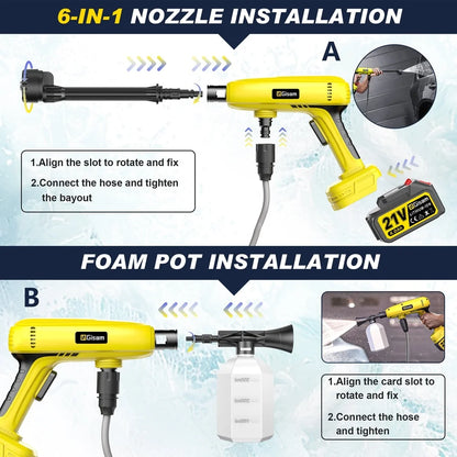 Cordless Pressure Washer with 6-in-1 Nozzle