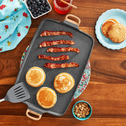 Cast Aluminum Double Griddle with Charcoal Grey Speckled