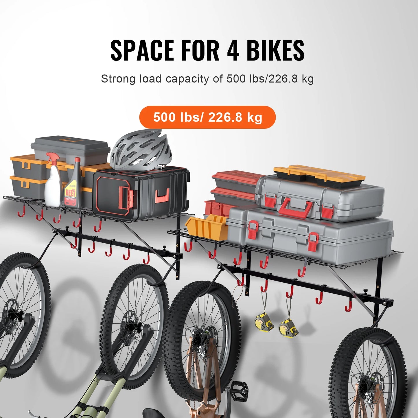 500 lbs. Bike Storage Rack with Adjustable 2 Shelves