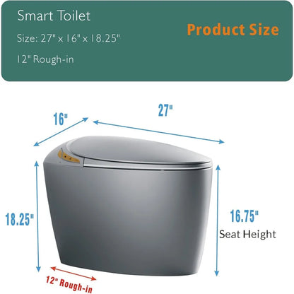 12“One Piece Elongated Smart Toilet with Egg-Shaped