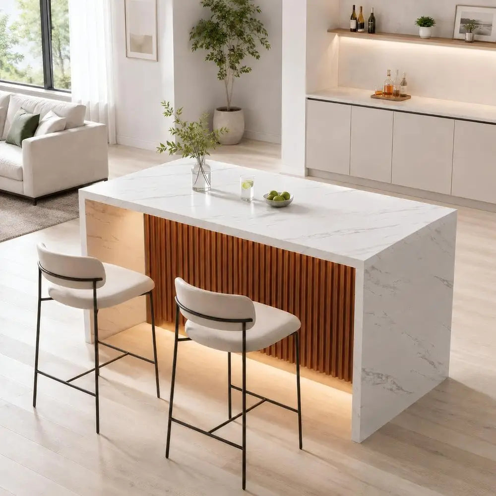 59 Inch Modern Marble Kitchen Island Table