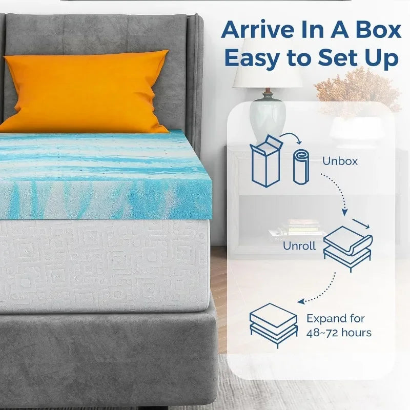 2 Inch Gel Memory Foam Bed Topper for Queen Size Bed