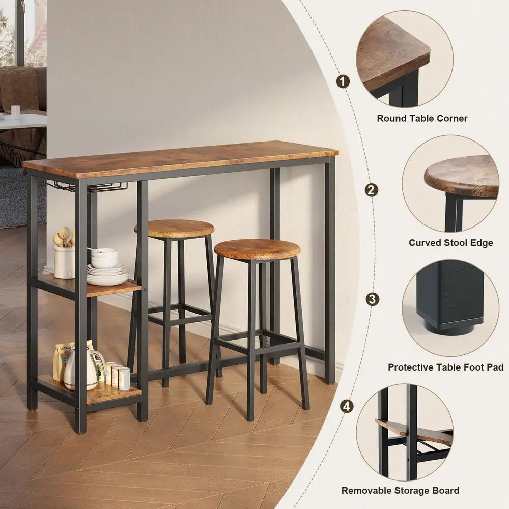 3 - Piece Small Bar Dining Table Set For 2