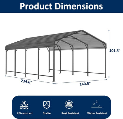 10x15~20x40FT Multi-Size Metal Carport with sturdy base